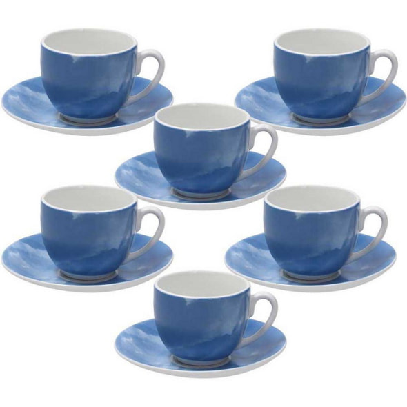 Набор чашек кофейных с блюдцами Sfera Colorplay Blue 120 мл, 12 предметов