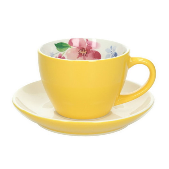 Чашка для завтрака с блюдцем Milk & Coffee Breakfast Time 320 мл, желтая