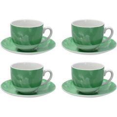 Набор чашек для капучино с блюдцами Sfera Colorplay Verde 250 мл, 8 предметов