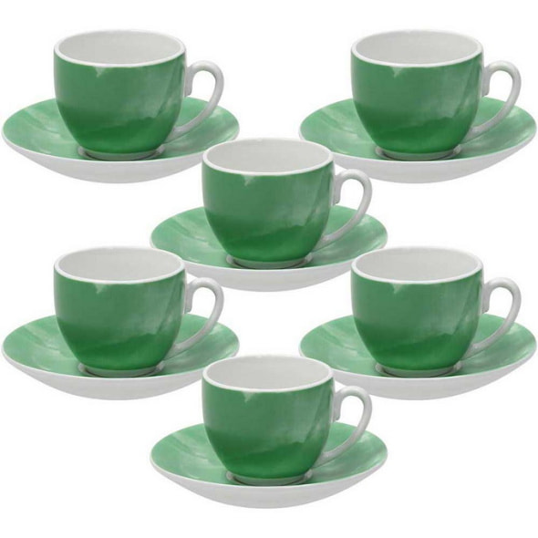 Набор чашек кофейных с блюдцами Sfera Colorplay Verde 120 мл, 12 предметов