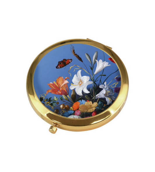 Зеркало карманное стеклянное в рамке "Летние цветы" 7,5 см